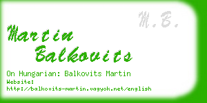 martin balkovits business card